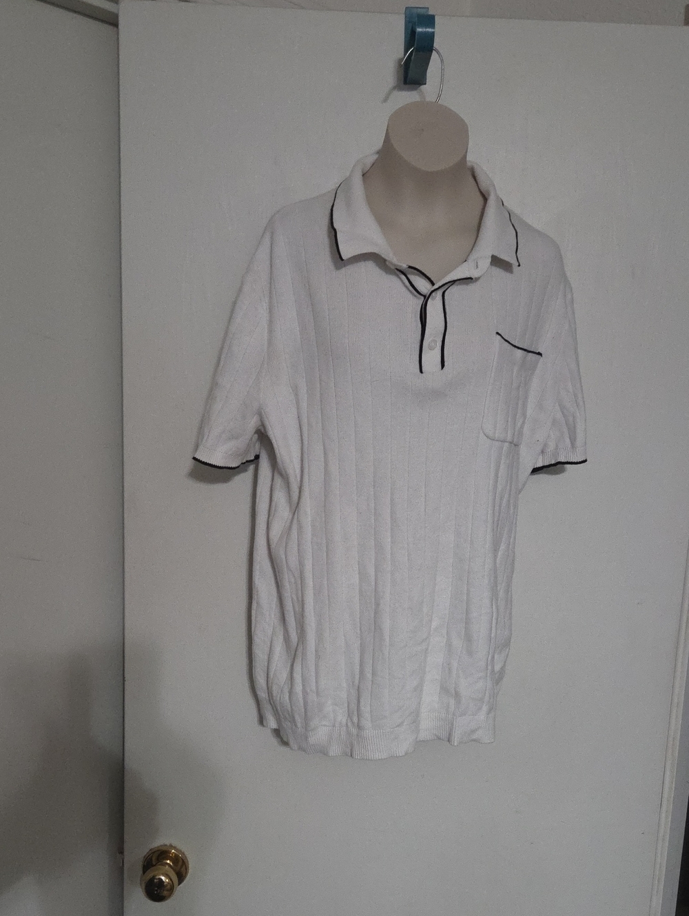 Express White Polo with Black Contrast Trim